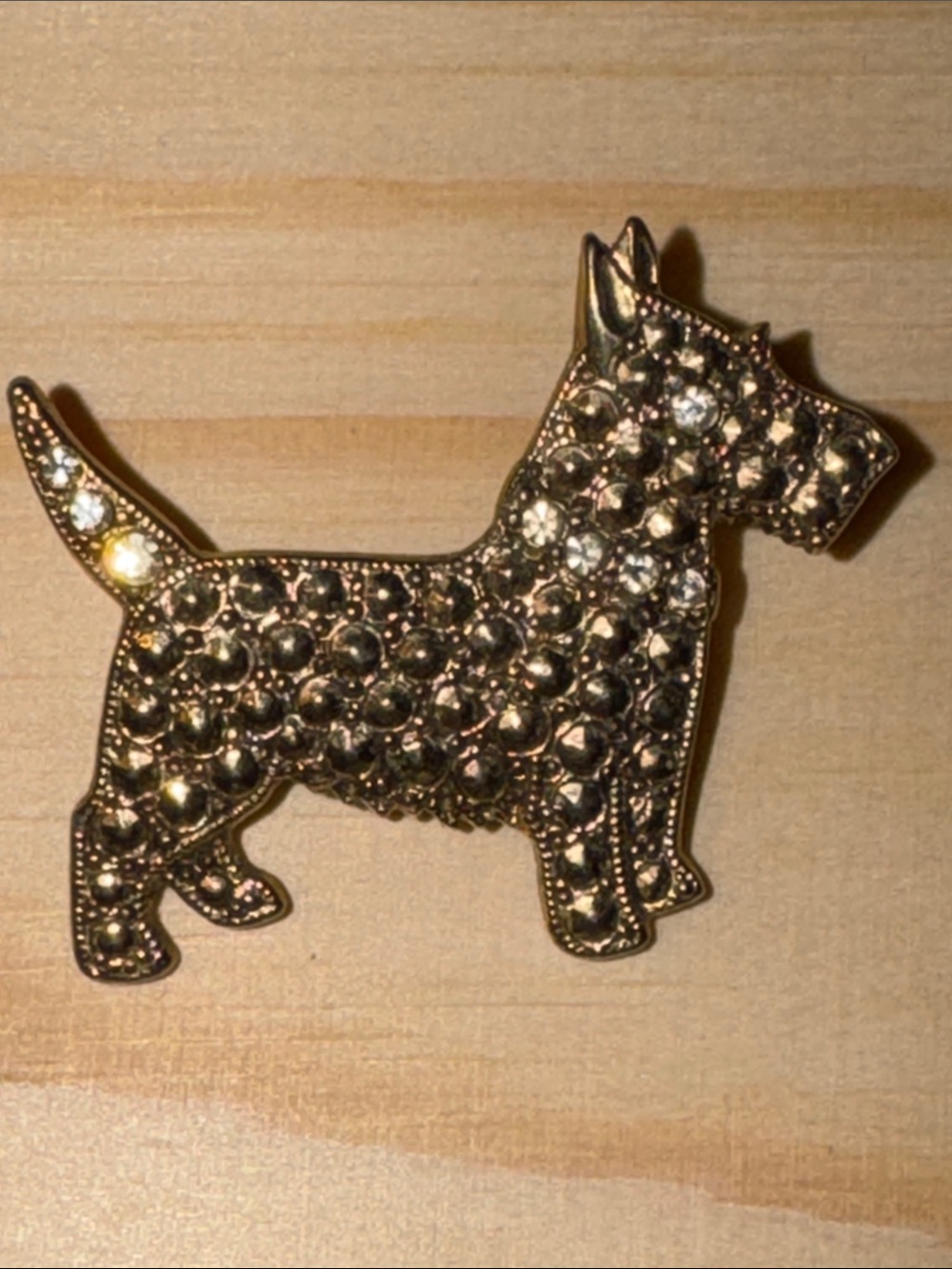 Vintage  gold-tone faux marcasite Scottie dog brooch by the 1928 Jewelry